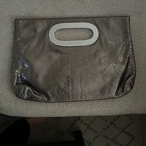 Michael Kors Platinum Snake Skin Clutch